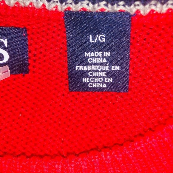 Chaps Mens L Sweater Red Long Sleeve Crew Neck Knit Pullover New - Picture 8 of 8